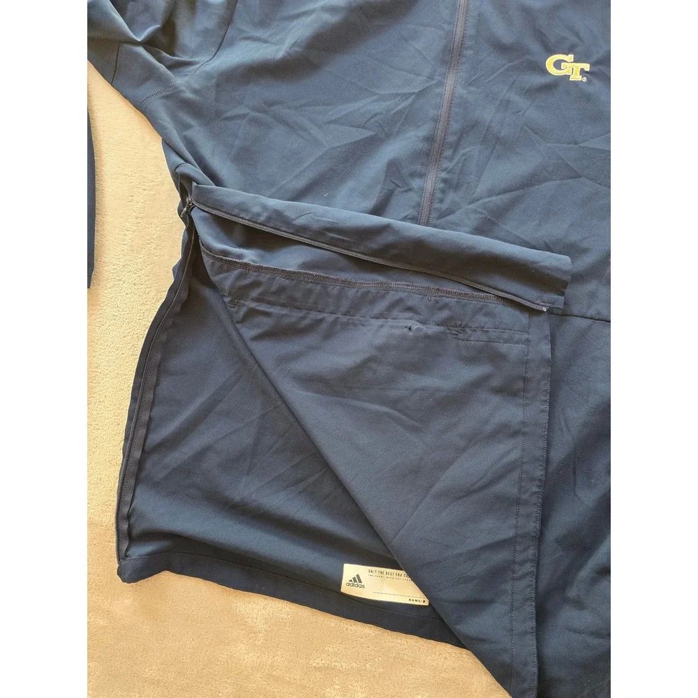 Georgia Tech Jacket Mens M Blue Adidas Pullover Half 1/2 Zip‎ Windbreaker *Read